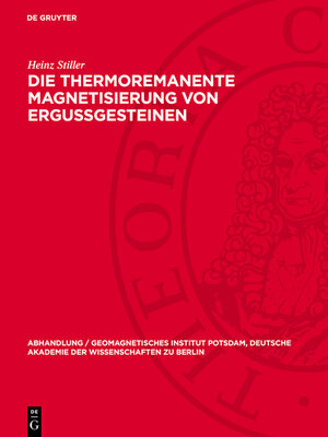 cover image of Die thermoremanente Magnetisierung von Ergussgesteinen